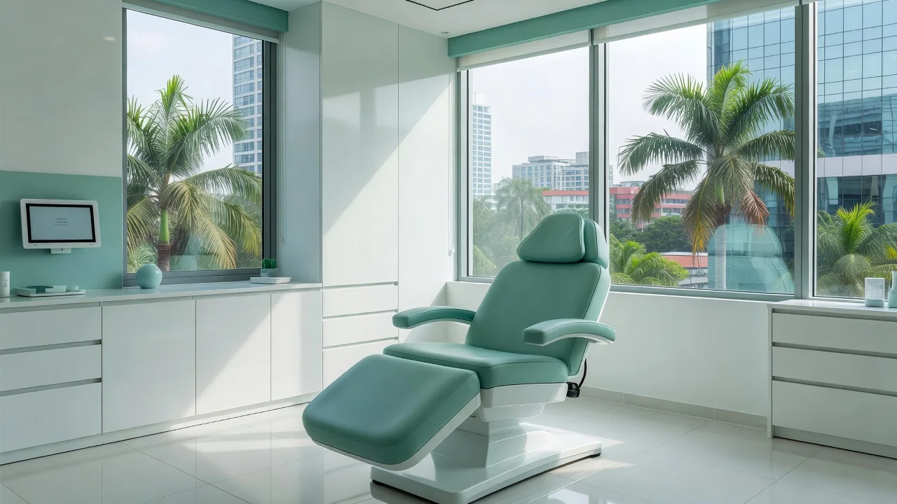 Bright, modern treatment room in a Manila aesthetic clinic