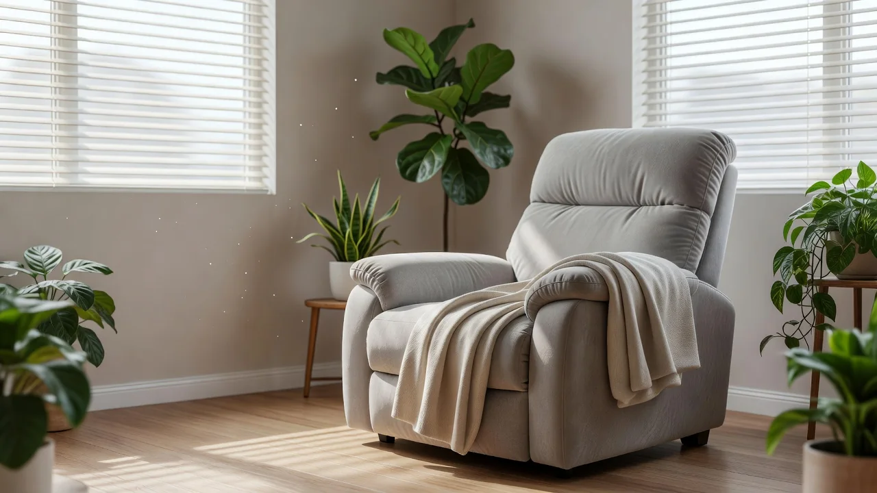 Quiet, bright recovery room with plants and soft daylight