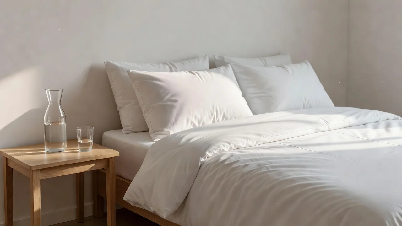 Bright, calm bedroom prepared for post-surgical rest